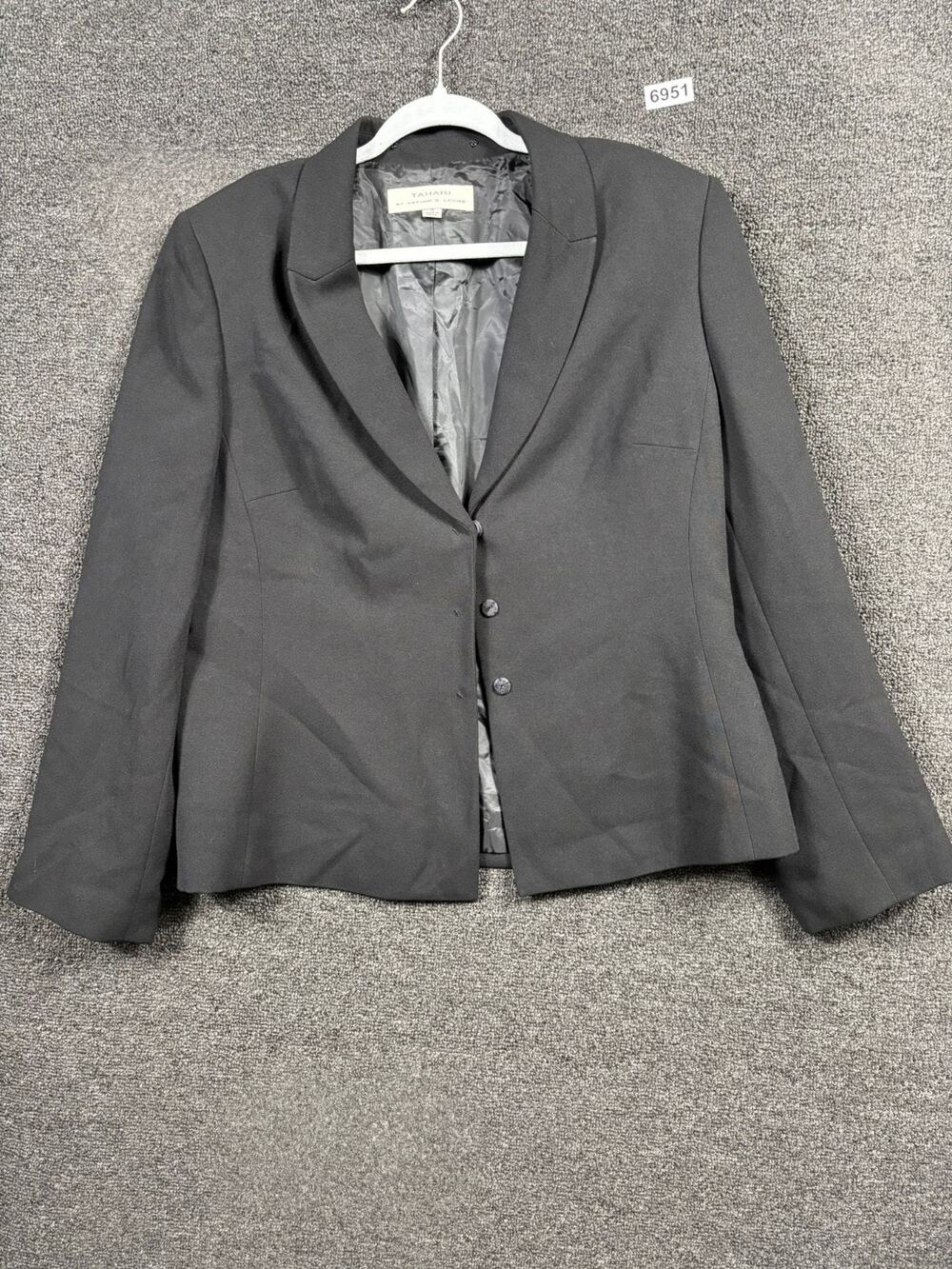 Tahari Arthur S. Levine Blazer Jacket Size 16 Black 3 Button Casual Career